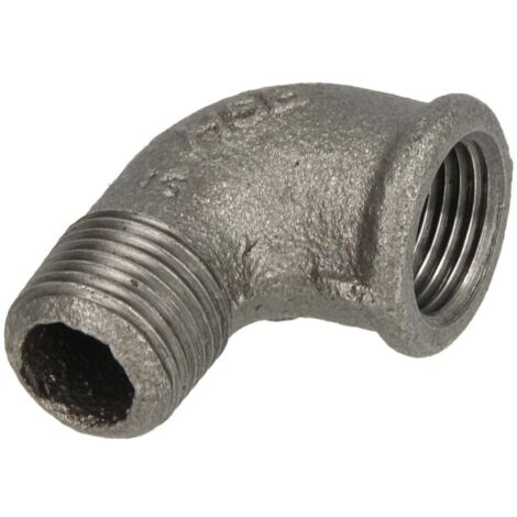 Hermann Schmidt Temperguss 92 Winkel 14092040 DN 40, 1 1/2", 90°, IG/AG, schwarz