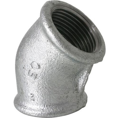 Hermann Schmidt Temperguss angle DN 25, 2000 ", filetage intérieur 45 degrés, galvanisé