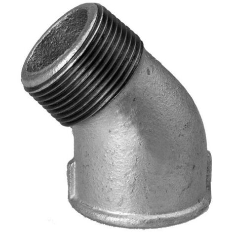 Hermann Schmidt Temperguss angle DN 50, 2", 45 degrés filetage intérieur/filetage extérieur, zingué