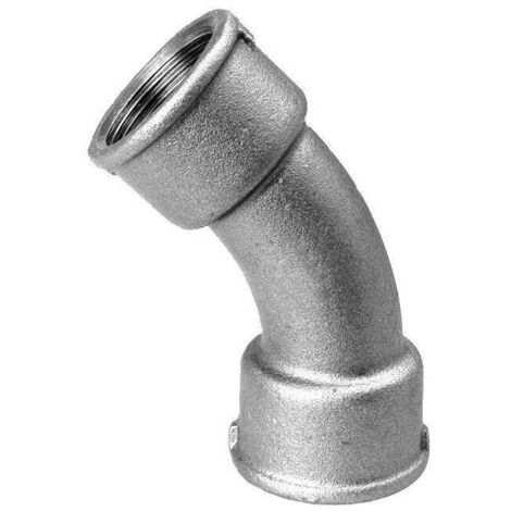 Hermann Schmidt Temperguss Bogen DN 20, 3/4", 45° Innengewinde, verzinkt