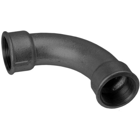 Hermann Schmidt Temperguss Bogen DN 20, 3/4", 90Grad Innengewinde, lang, schwarz