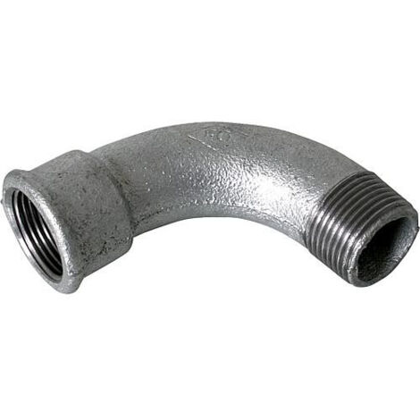 Hermann Schmidt Temperguss bow 2000 2000 /4&quot, filetage interne/externe 90 degrés, long, galvanisé