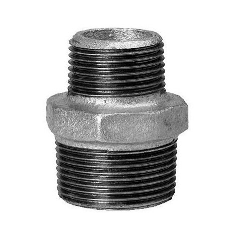 Hermann Schmidt Temperguss Reduktionsdoppelnippel 1" x 1/2" Aussengewinde, verzinkt