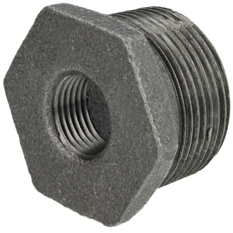 Hermann Schmidt Temperguss Reduktionsstück 1" x 3/8" Aussengewinde/Innengewinde, schwarz