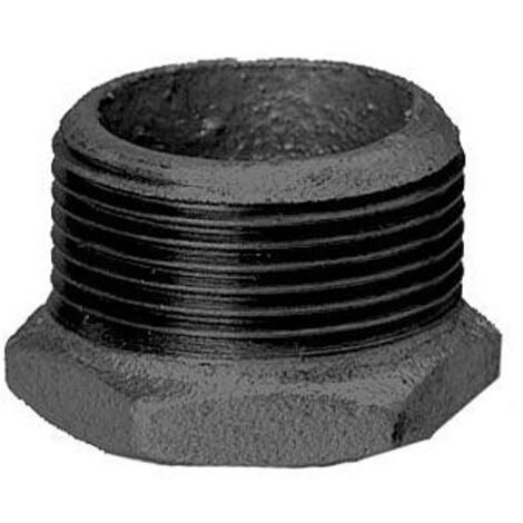 Hermann Schmidt Temperguss Reduktionsstück 14241004 DN 15 x 6, 1/2 x 1/8", AG/IG, schwarz
