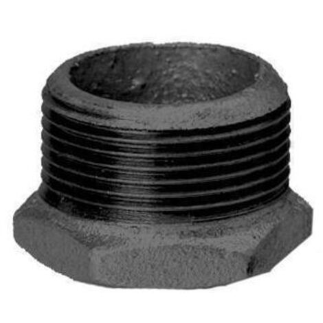 Hermann Schmidt Temperguss Reduktionsstück 14241014 DN 25 x 15, 1" x 1/2", AG/IG, schwarz
