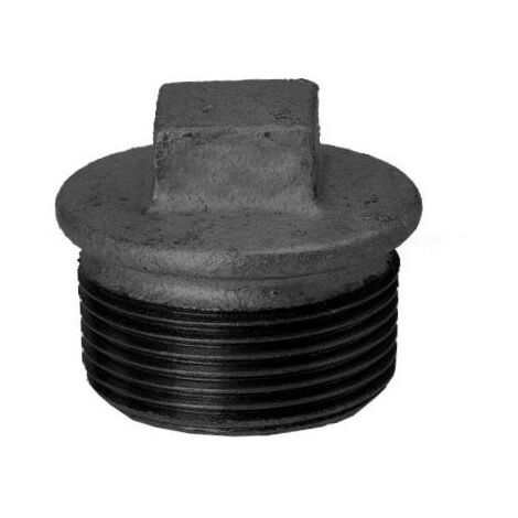 Hermann Schmidt Temperguss Stopfen 14290010 DN 10, 3/8", mit Rand, schwarz
