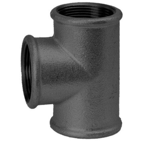Hermann Schmidt Temperguss T-Stück 1 1/2" Innengewinde, schwarz
