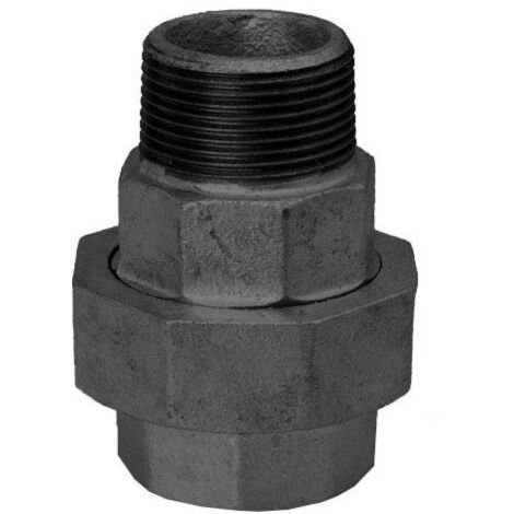 Hermann Schmidt Temperguss Verschraubung DN 15, 1/2" schwarz, konisch dichtend, Innengewinde/Aussengewinde