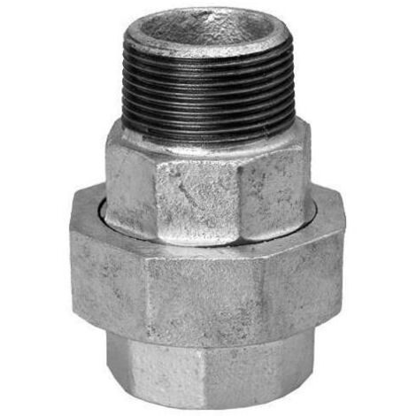 Hermann Schmidt Temperguss Verschraubung DN 32, 1 1/4" flach dichtend, Innengewinde/Aussengewinde, verzinkt