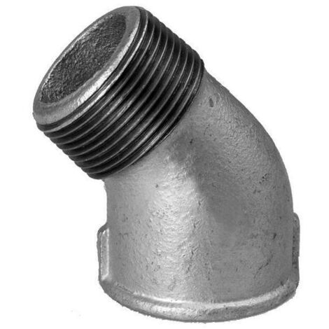 Hermann Schmidt Temperguss Winkel DN 15, 1/2", 45Grad Innengewinde/Aussengewinde, verzinkt