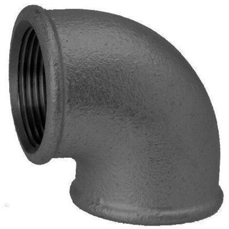 Hermann Schmidt Temperguss Winkel DN 15, 1/2" 90°, Innengewinde, schwarz