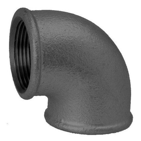 Hermann Schmidt Temperguss Winkel DN 32, 1 1/4" 90°, Innengewinde, schwarz