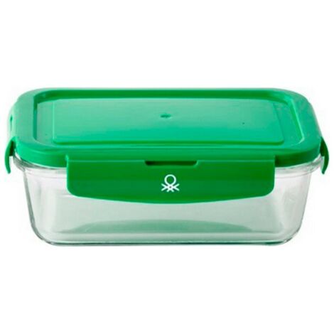 HERMÃTICO RECTANGULAR 840ML BOROSILICATO TAPA VERDE RAINBOW BE