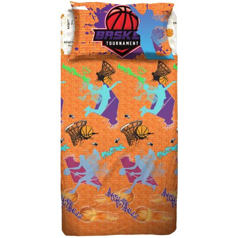 hermet Basket, Set Lenzuolo Singolo Cameretta, Una Piazza, Completo Letto, Lenzuolo Sopra, Lenzuolo Sotto Con Angoli, Federa, 100% Cotone, Prodotto Ufficiale