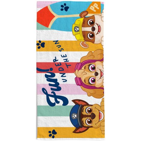 hermet, Telo Mare Paw Patrol, 70x140 cm, Asciugamano da Spiaggia o Piscina, 100% Morbido Cotone, Pratico e Leggero