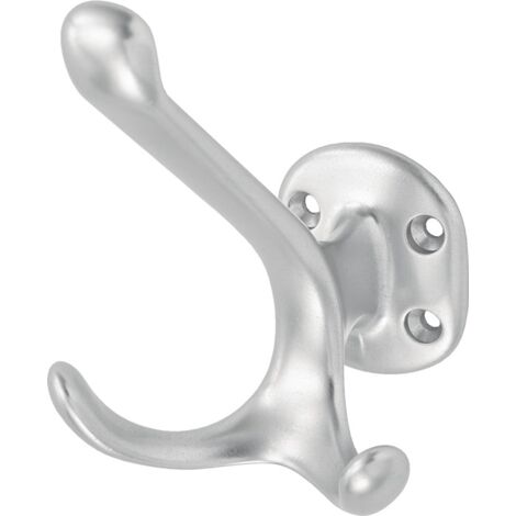 hermeta Huthaken 0028 zweifach  90 mm Aluminium silberfarbig eloxiert 100 mm - 0028-01E