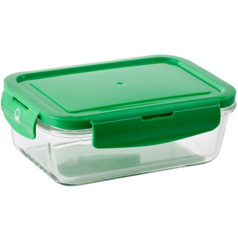 HERMÉTICO RECTANGULAR 1180ML BOROSILICATO TAPA VERDE RAINBOW