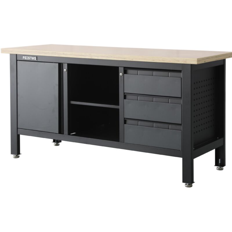 Werkstatteinrichtung Werkbank Heros 1 Inkl. Lochwand Anthrazit/schwarz 169x60x87 Cm - Feistos