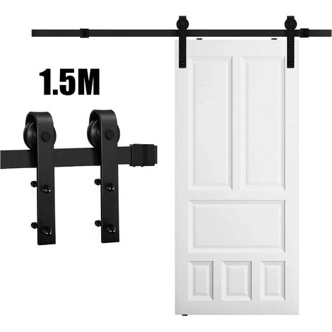 AXHUP Herraje para Puerta Corredera Kit de Accesorios con Ruedas Pequeñas para Puertas Correderas con Guía de Suelo Ajustable - 150cm