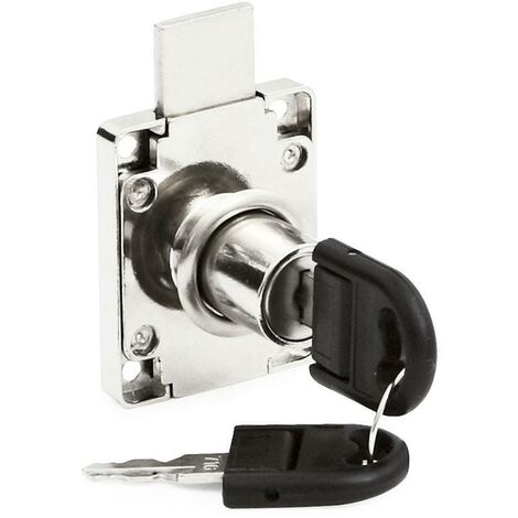 HERRAJES ALK cerradura solapar de bombillo. llaves iguales , · Cerradura de doble vuelta con paletón largo.· Con dos llaves articuladas incluidas, con funda de color negr