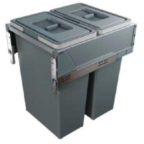 HERRAJES ALK cubo basura block 2.0 m450 2x35l. antrac , El producto descrito es un cubo de basura extraible modelo BLOCK 2.0 diseñado para encajar en un módulo de 450 mm de anch