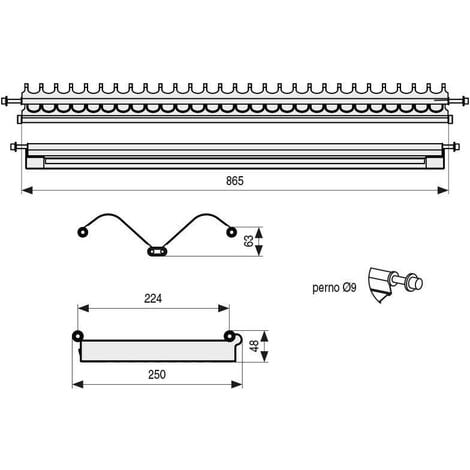 HERRAJES ALK escurreplatos/vasos eco eire m900 inoxidable , Pivote de encaje al mueble de 10mm., con muelleIncluye bandeja recogeagua