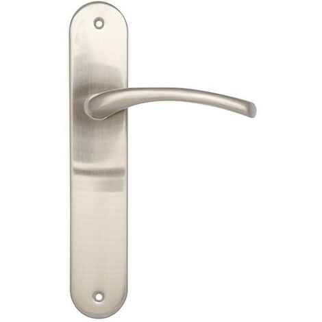 HERRAJES ALK manilla aluminio faus 241x45 niquel satinado , Juego de manillas para puerta en niquel satinado de la marca ALK. Esta manilla se sirve en juegos (2 unidades).