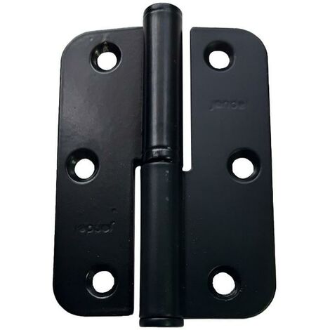 HERRAJES ALK pernio inox canto redondo 90-65-2,5 izquierda acabado negro