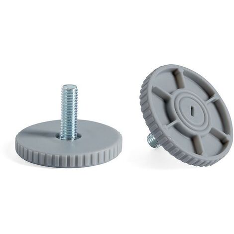 HERRAJES ALK pie nivelador tano ø45 m8x24 gris plata c/huella allen 4mm.