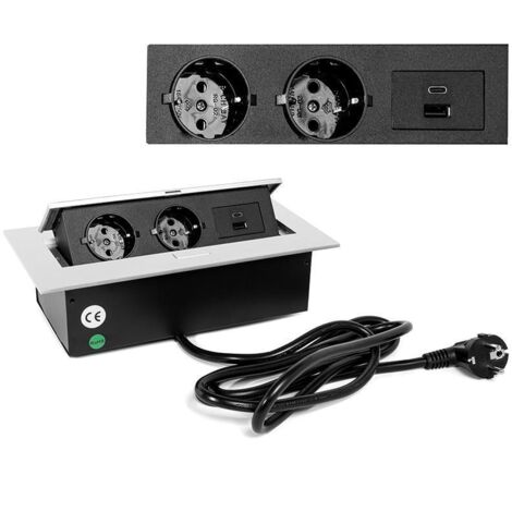 HERRAJES ALK regleta enchufes basculante konex r9006 , Sistema de conexiones KONEX C &43 A basculante con carcasa y tapa enaluminio anodizado plata mate. Ideal para mesas d