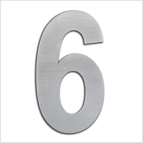HERRAJES EVI Numero civico esterno, portale o garage, 16 cm, acciaio inox AISI 304, installazione adesiva (numero 6), 160 mm