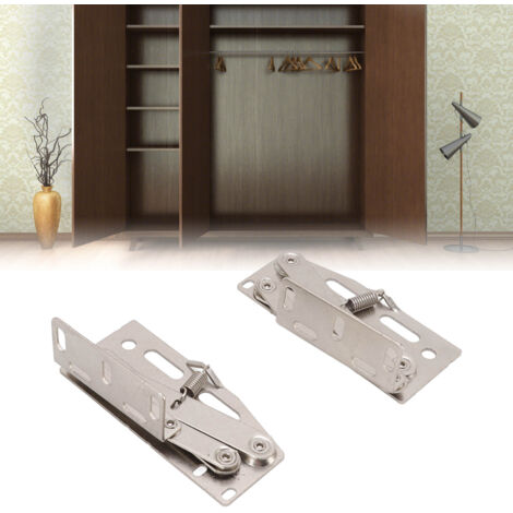 Herrajes para puertas de armario con punto de pivote de 45° – 2 juegos de herrajes con resorte para puertas basculantes de acero niquelado