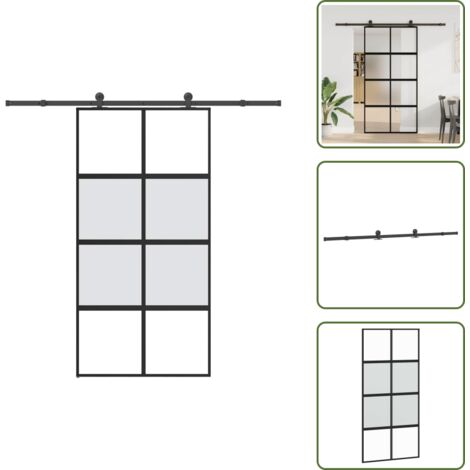 Herrajes - vidaXL Puerta corredera herrajes 102,5x205 cm vidrio templado aluminio - Montaje