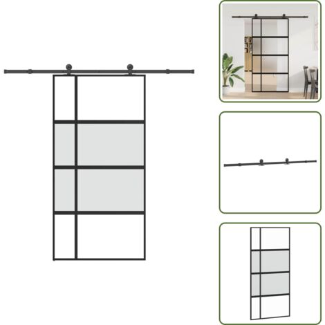 Herrajes - vidaXL Puerta corredera herrajes 102,5x205 cm vidrio templado aluminio - Montaje