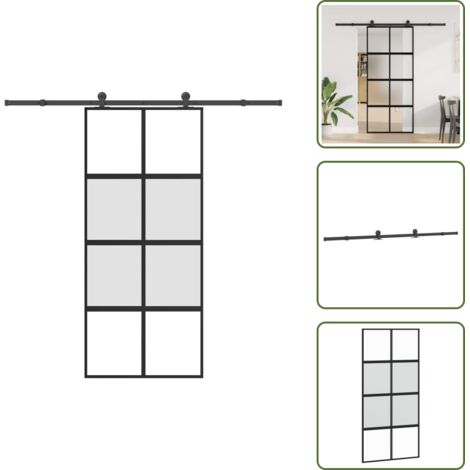 Herrajes - vidaXL Puerta corredera herrajes 90x205 cm vidrio templado y aluminio - Montaje
