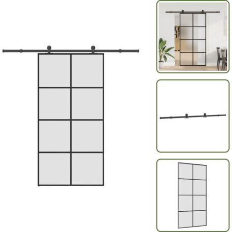 Herrajes - vidaXL Puerta corredera set herrajes vidrio ESG aluminio 102,5x205 cm - Montaje