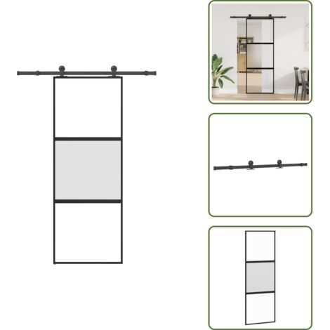 Herrajes - vidaXL Puerta corredera set herrajes vidrio templado aluminio 76x205cm - Montaje