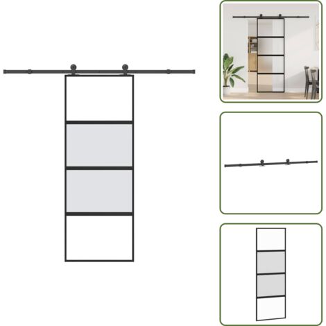 Herrajes - vidaXL Puerta corredera set herrajes vidrio templado aluminio 76x205cm - Montaje