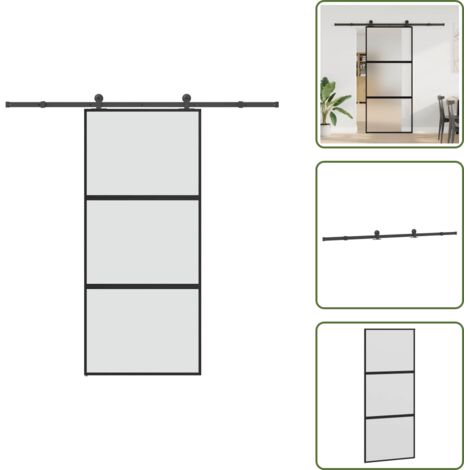 Herrajes - vidaXL Puerta corredera set herrajes vidrio templado aluminio 90x205cm - Montaje