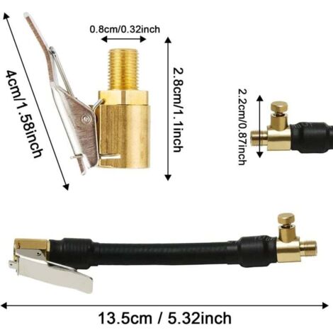 Herramienta adaptadora de válvula de neumático con 2 boquillas de inflado de latón, conector de válvula de inflado de paleta para compresores, accesorios de bomba de automóvil, bicicleta y motocicleta