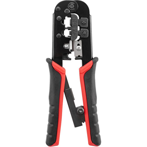 Herramienta de crimpado de trinquete multifunción 3 en 1: crimpa, pela y corta cables para líneas telefónicas y redes de 8 y 6 pines. Herramienta manual para electricistas.