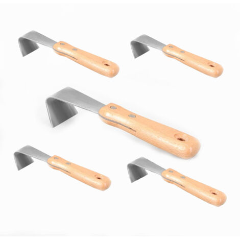 Herramienta de deshierbe para unir grietas, cortador de raspado de corteza de árbol frutal, raspador de corteza de jardinería, herramienta de jardinería para patio de césped (Plata), 5 uds