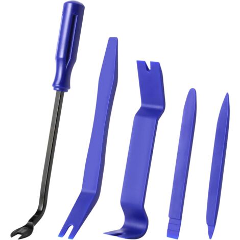 Herramienta de desmontaje de audio de coche azul, destornillador con hebilla de palanca para panel de puerta, juego de cuatro piezas, destornillador con hebilla de plástico de 6 pulgadas