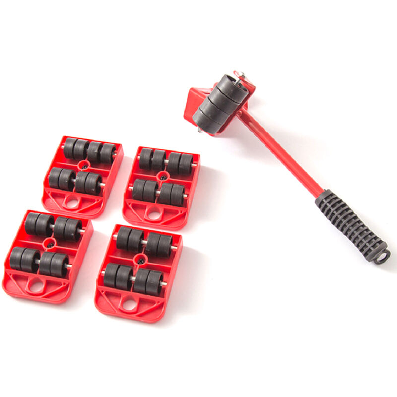 

Herramienta elevadora de sistema de movimiento de muebles de tipo pesado 5PCS,rojo