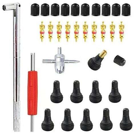 Herramienta extractora de vástago de válvula de neumático (23 piezas) para reemplazo de automóvil, 10 núcleos de válvula, herramienta de reparación 4 en 1 - Kit de reparación de neumáticos
