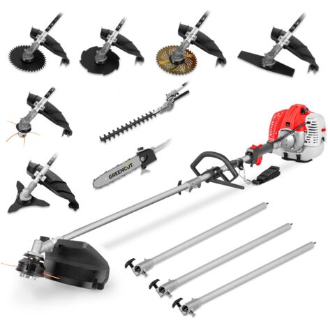 Herramienta multifuncion 65cc desbrozadora + podadora + cortasetos 9-1 -GREENCUT