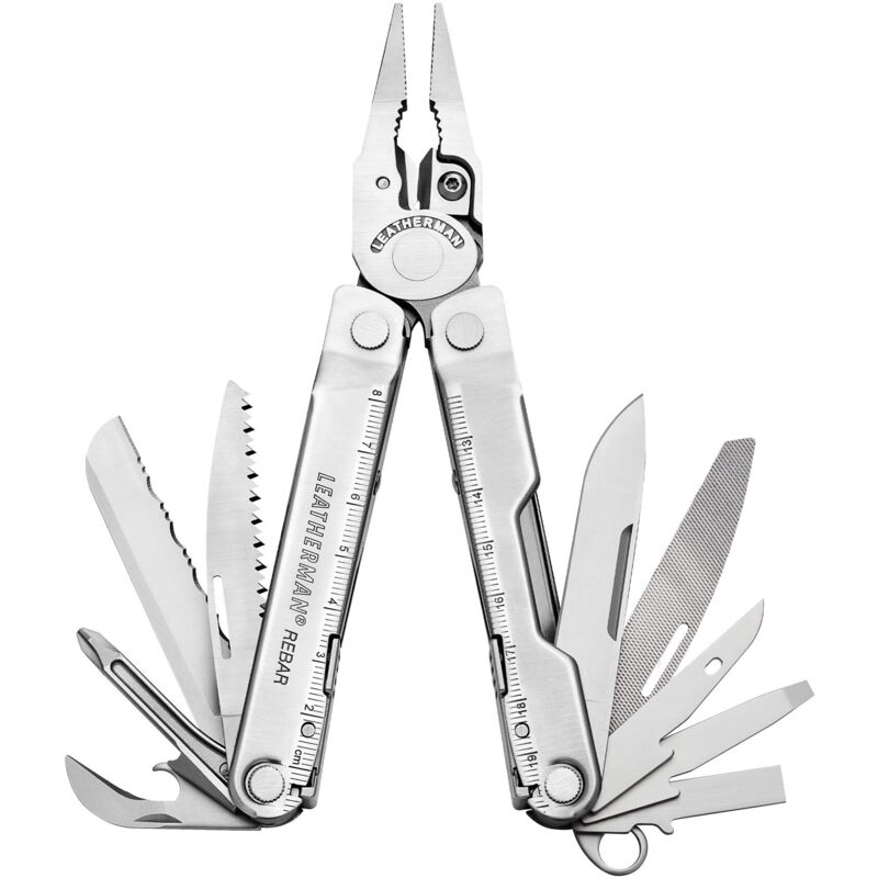

Leatherman Rebar - Multiherramienta con 17 herramientas de bloqueo, herramienta multiusos para bricolaje y camping, hecha en EE.UU., de acero