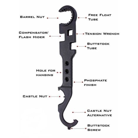 Herramienta multiusos AR15 8 en 1 - Herramienta de armería de acero de alta dureza - 32 cm de longitud - Negra
