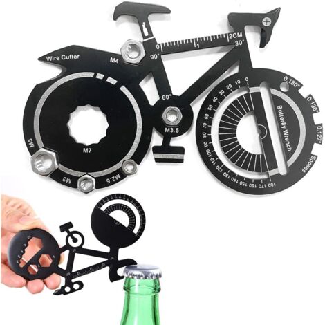 Herramienta multiusos para bicicletas, portaherramientas para bicicletas, herramienta multifuncional para bicicletas, 1 pieza, 20 en 1, para ciclismo de montaña, senderismo y acampada.